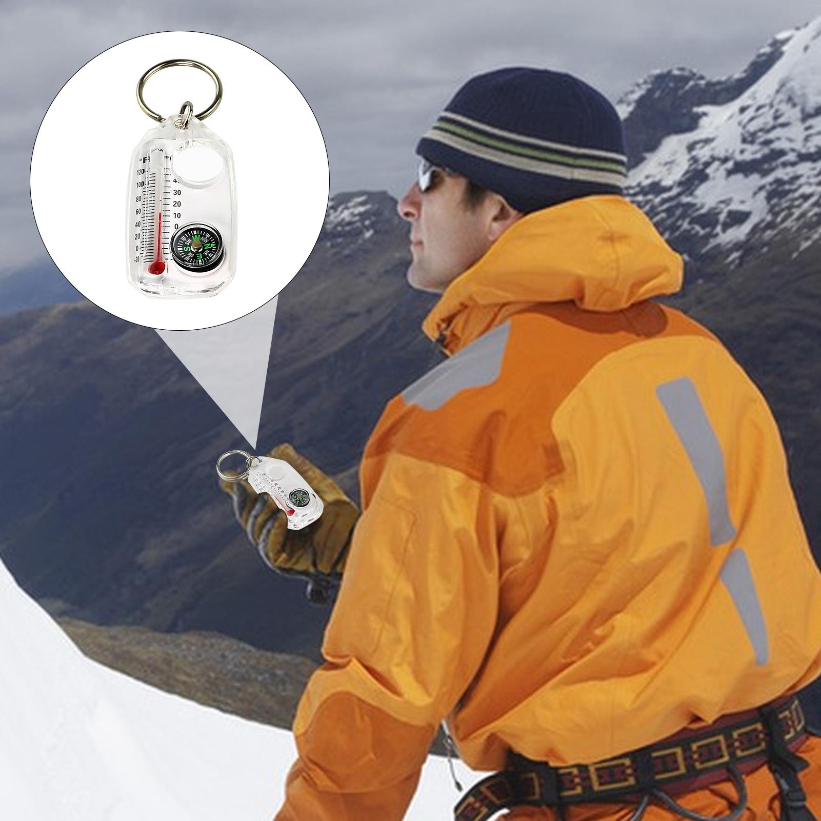 Compass Keychain Mini - Wielofunkcyjny Mini Kompas Brelok Termometr Kempingowy